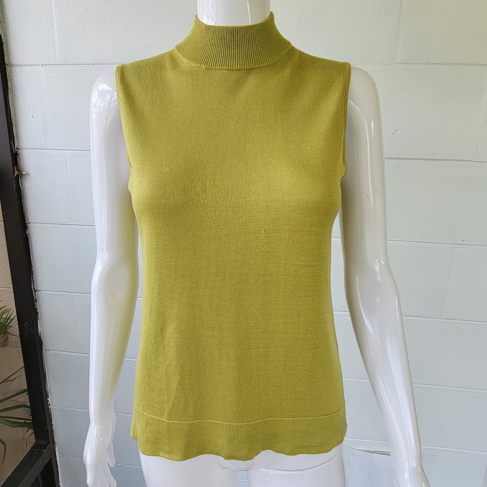 VTG 90s Cable & Gauge Green 100% Silk Tank Women M Y2K Minimalist Office Siren